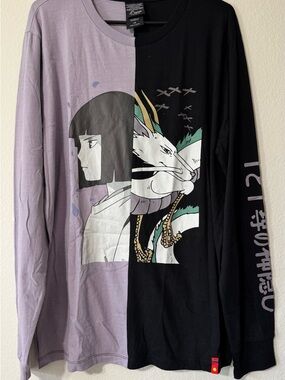 Studio Ghibli Spirited Away Haku Chihiro Split Long Sleeve Tee LG